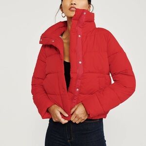 Abercrombie & Fitch Bold Red Puffer Jacket